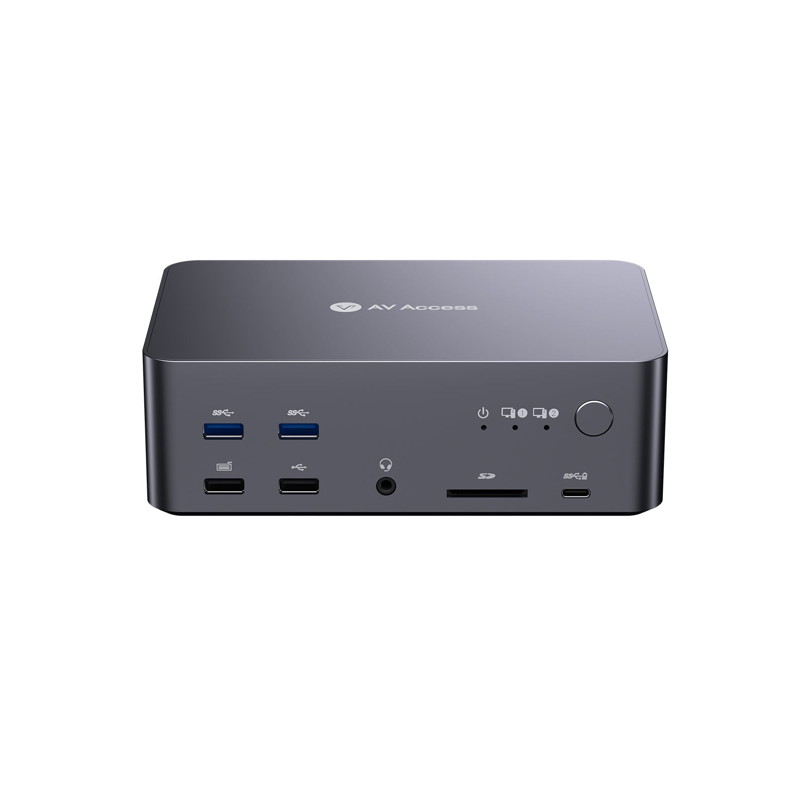 AV Access iDock D23 8K DisplayPort KVM Switch 12 In 1 Docking Station for 2 Desktop PCs, Triple Monitor Design, 1G Ethernet, USB 3.0, 165/144/120Hz for Gaming