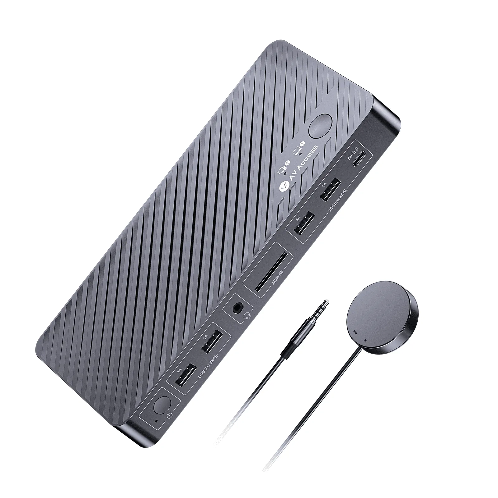 AV AccessiDock M10 KVM Switch Docking Station for MacBook and PC, Dual 4K HDMI Displays, 1 Laptop + 1 Desktop Switching, High Refresh Rates, 100W Charging, 10-in-1 USB-C Dock