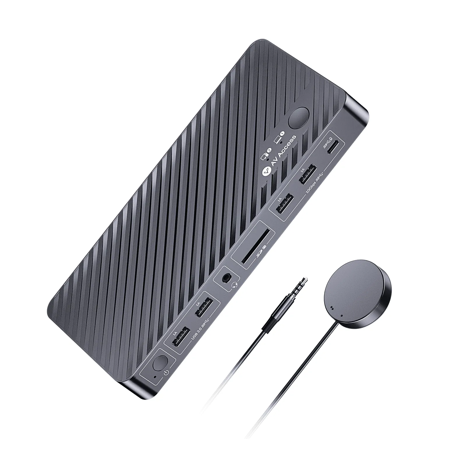 AV Access iDock B10 USB-C KVM Switch 11 in 1 Docking Station for 1 Laptop & 1 Desktop, 8K@60Hz Dual Monitors, 100W Charging, High-Speed USB 3.2, 1G Ethernet