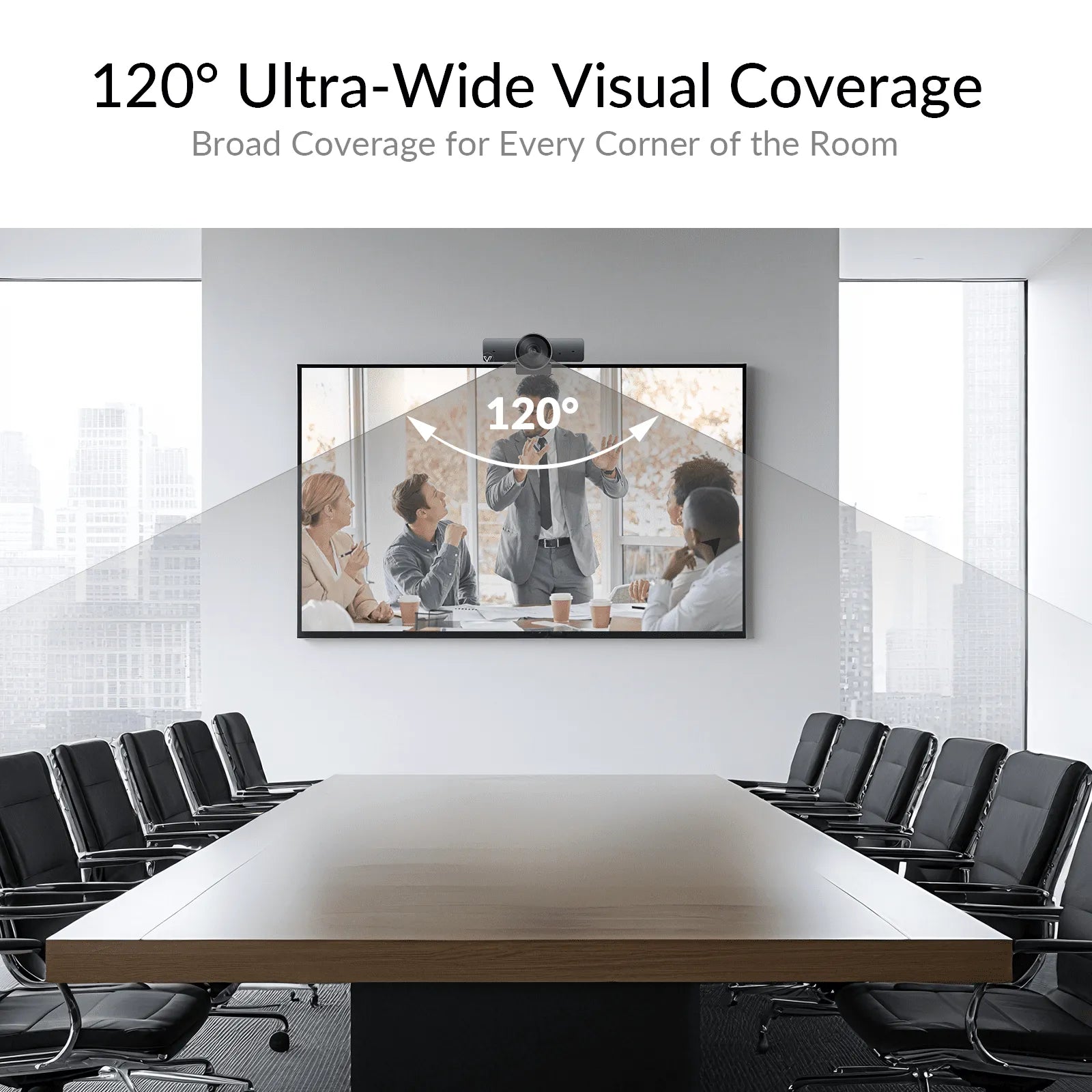 BizEye 90 4K Video Conference Camera with 1/1.8″ CMOS Sensor, 120° Wide Angle, Smart Tracking, Auto Framing, Dual Mics, App Control for Conference Room