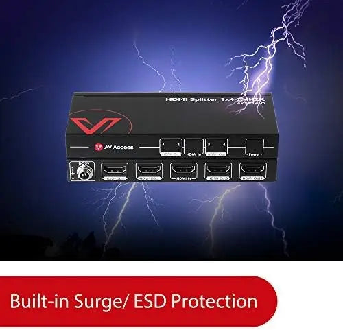 AV Access 4KSP14-D 4K HDMI Splitter 1 In 4 Out, 3D, Auto EDID, Highly Quality Threaded Power Supply AV Access
