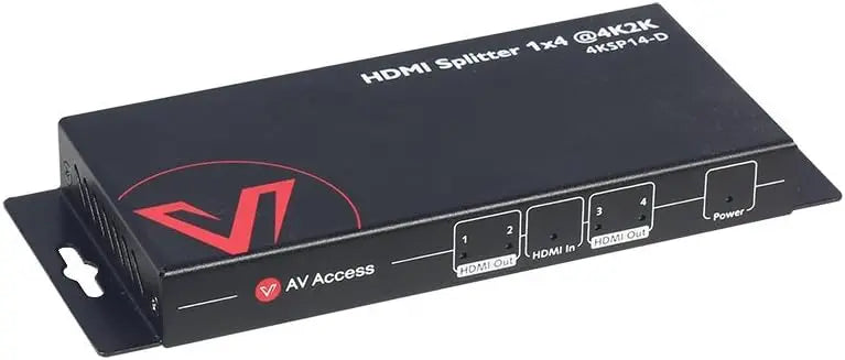 AV Access 4KSP14-D 4K HDMI Splitter 1 In 4 Out, 3D, Auto EDID, Highly Quality Threaded Power Supply AV Access