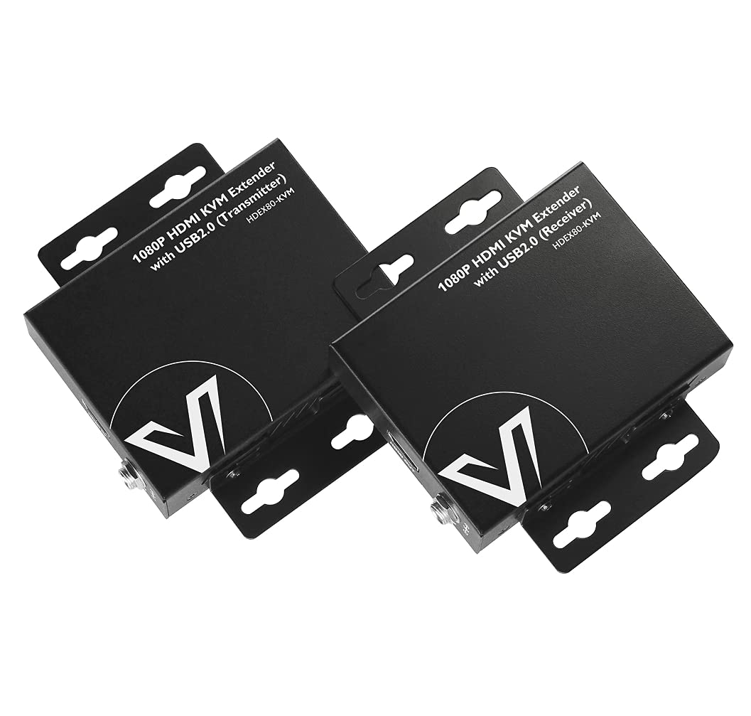 AV Access HDEX80-KVM HDMI USB KVM Extender, 260ft/80M, 1080P@60Hz over Cat5e/6, 2 Ports USB2.0, No signal Loss and Latency, With PoE and Auto EQ management.