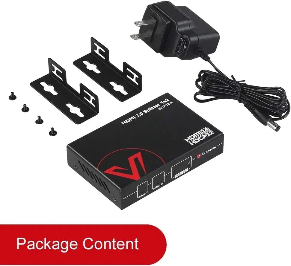 Av Access 4KSP12-S 4K HDMI 2.0 Splitter 1 In 2 Out, Auto Scaling, HDR, Dolby Vision, HDCP2.2/1.4 TeckPot