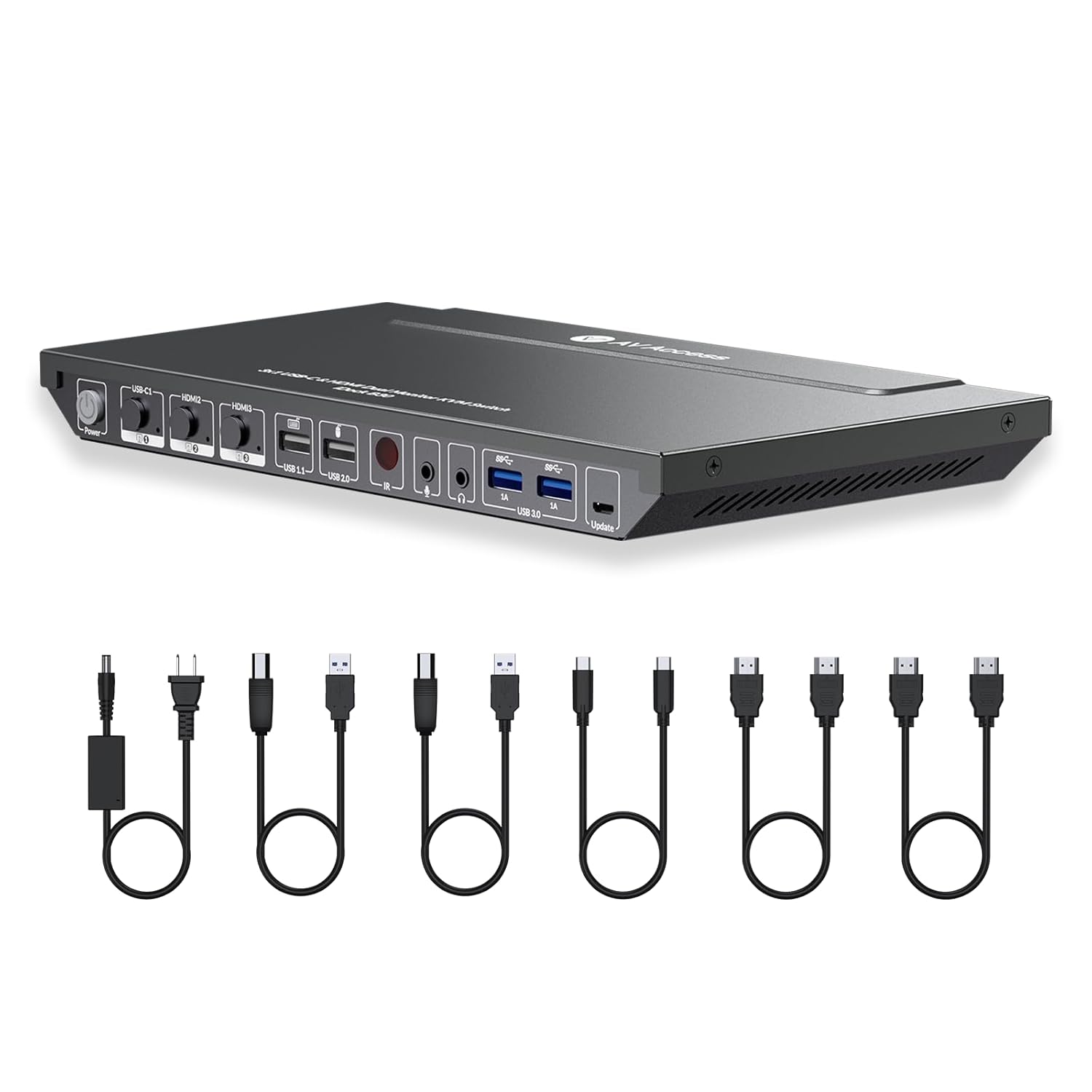 AV Access iDock B30 USB-C KVM Switch 10 In 1 Docking Station, 3-Port with HDMI for Dual Monitor, 65W Power Delivery & Ethernet Port for Laptop