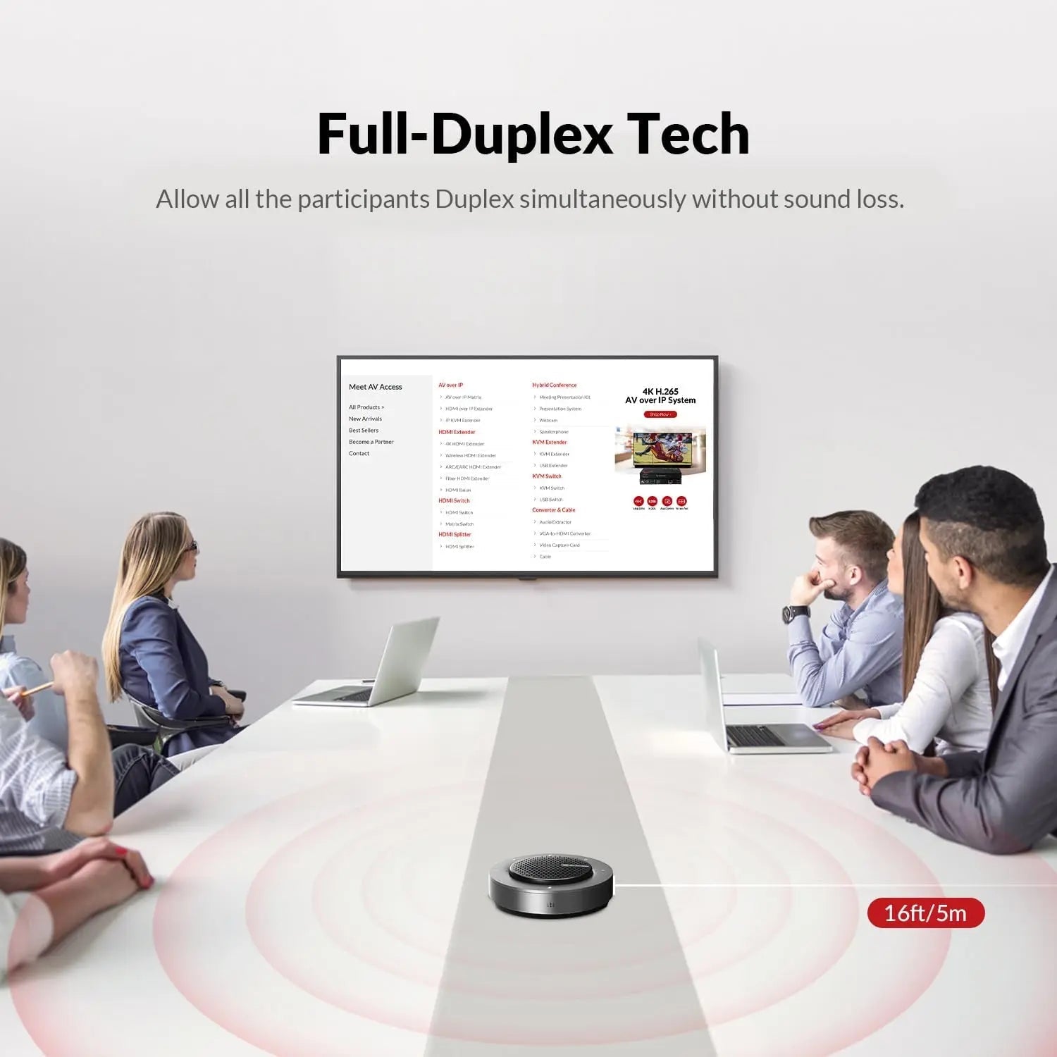 AV Access AnyCo A6 Daisy Chain Conference Speakerphone, USB & Bluetooth Speaker with Mic, Cascade up to 9 Units for Large Meeting Room TeckPot