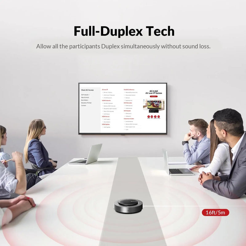AV Access AnyCo A6 Daisy Chain Conference Speakerphone, USB & Bluetooth Speaker with Mic, Cascade up to 9 Units for Large Meeting Room TeckPot