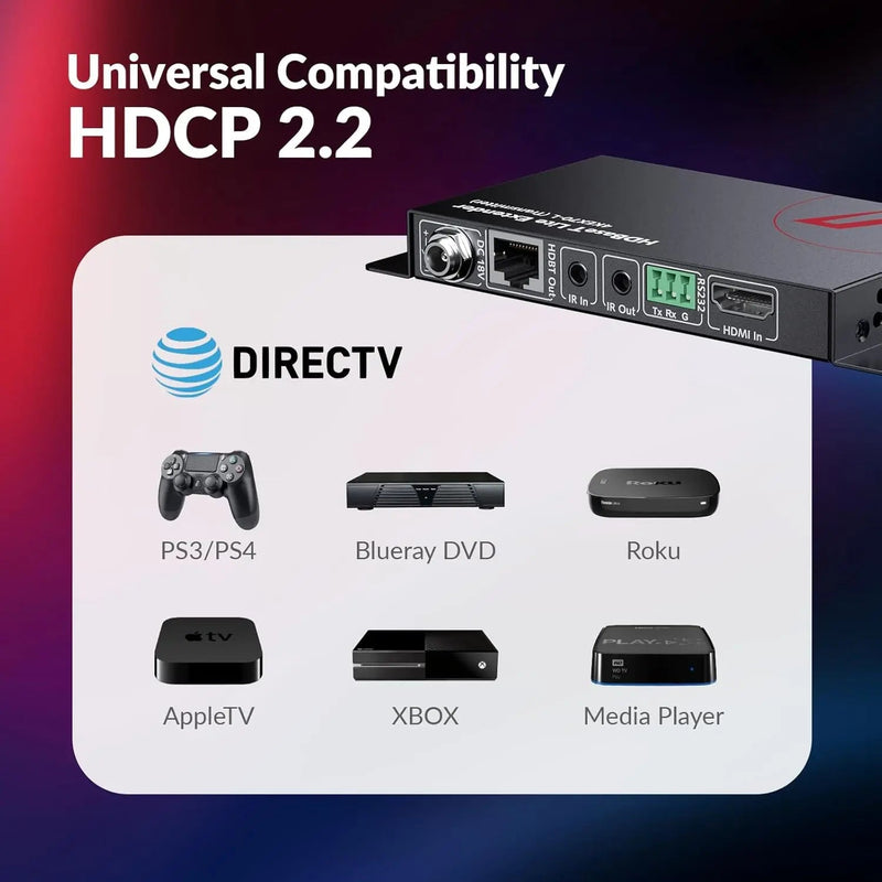 AV Access 4KEX70-L Economical 4K HDBaseT HDMI Extender, 70M HDMI Extender with 2-Way IR, CEC, PoE & RS232 AV Access