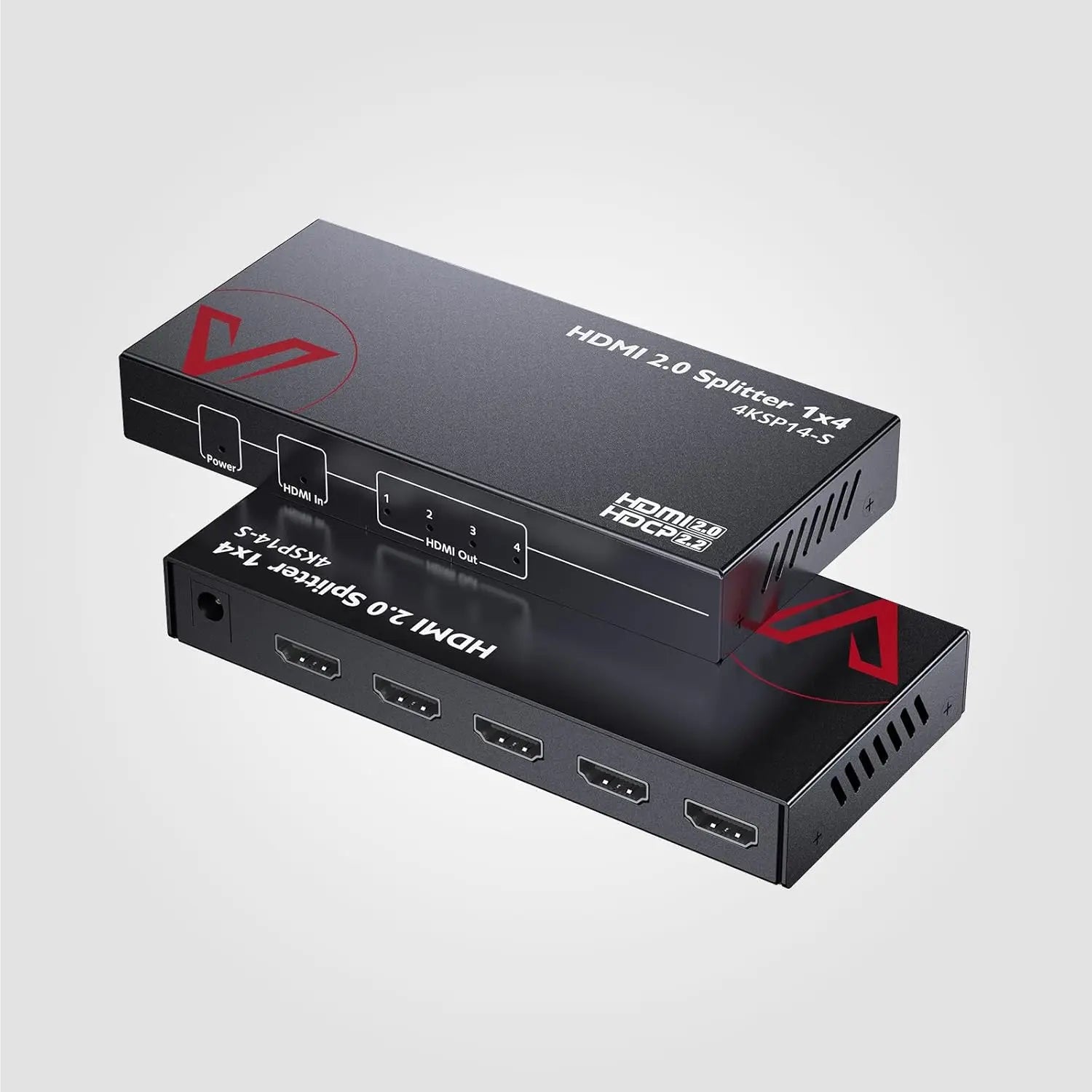 AV Access 4KSP14-S 4K HDMI 2.0 Splitter 1 in 4 Out w/ Auto Downscaler, 4K@60Hz, 1080P@120Hz, HDR 10 & HDCP 2.2,3D, 18Gbps Zero Latency, AV Access Gaming Splitter, Duplicate/Mirror Screens AV Access