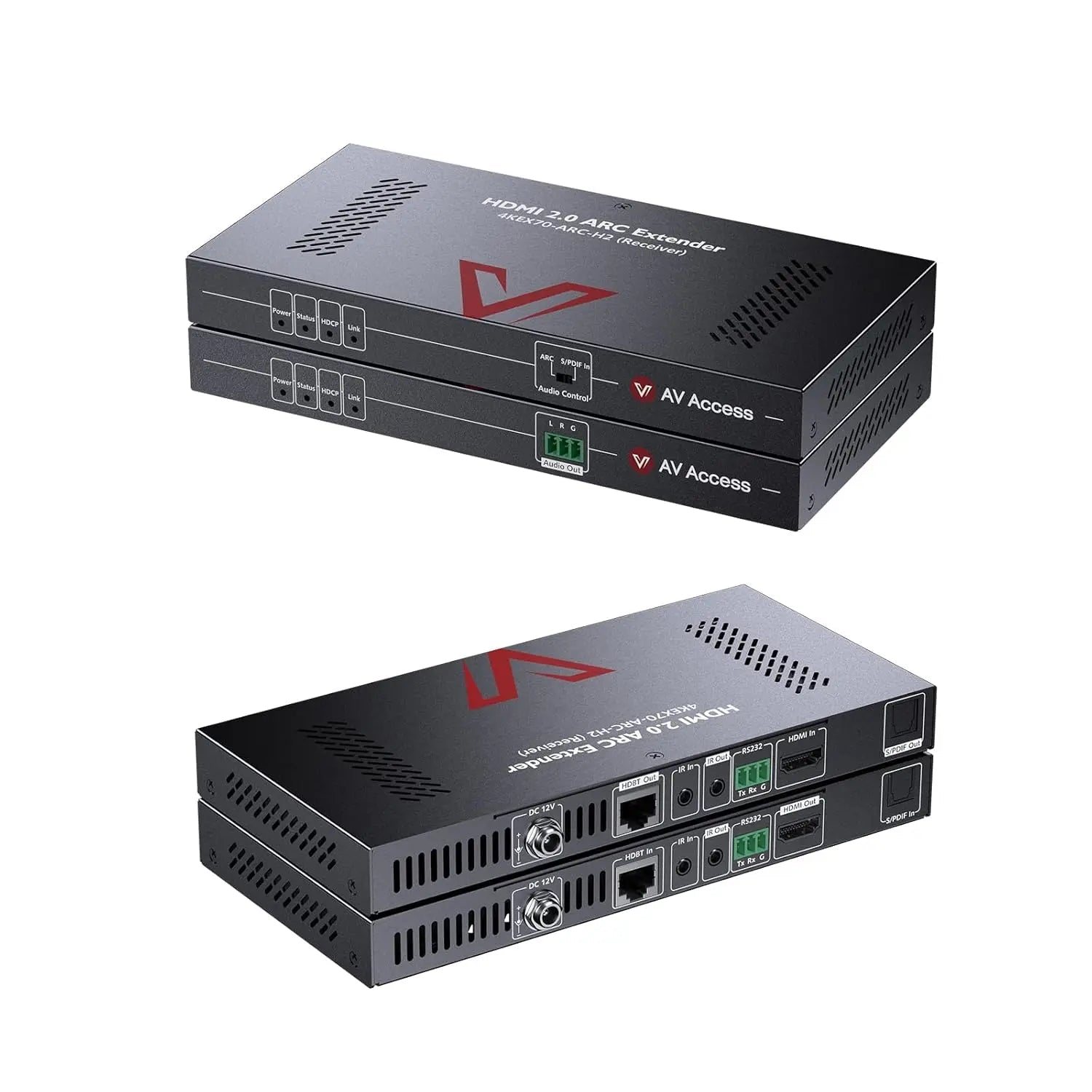 AV Access 4KEX70-ARC-H2 Upgraded 4K HDMI2.0 Extender with ARC, HDBaseT Extender w/ SPDIF Audio Extension, 2-Way IR, CEC, PoC & RS232, 4K@60Hz HDR10 18Gbps over Single CAT5e/6/7 Cable, Ideal for Home Theater AV Access