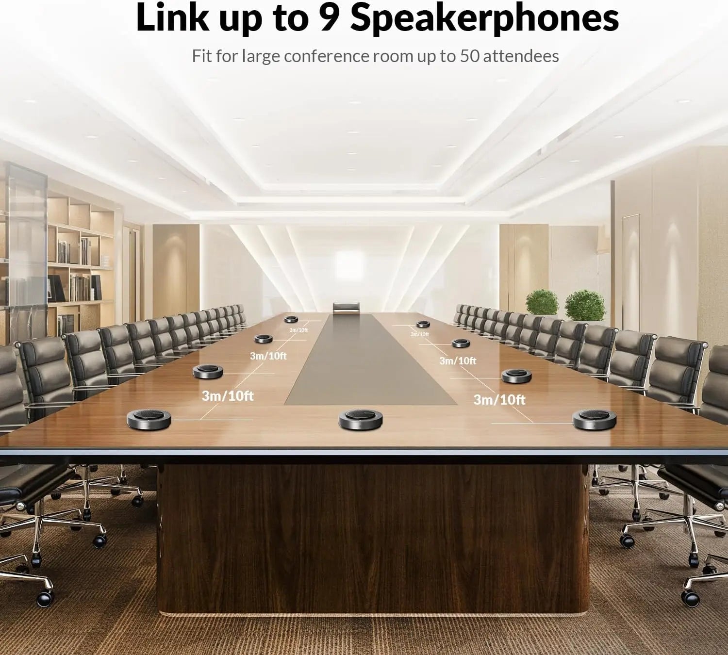 AV Access AnyCo A6 Daisy Chain Conference Speakerphone, USB & Bluetooth Speaker with Mic, Cascade up to 9 Units for Large Meeting Room TeckPot