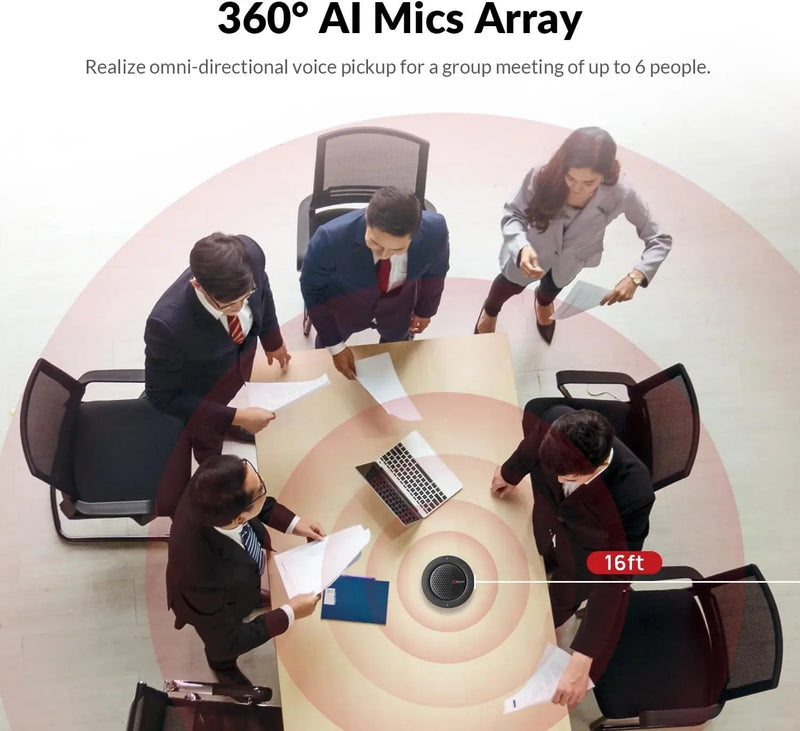 AV Access AnyCo A6 Daisy Chain Conference Speakerphone, USB & Bluetooth Speaker with Mic, Cascade up to 9 Units for Large Meeting Room TeckPot