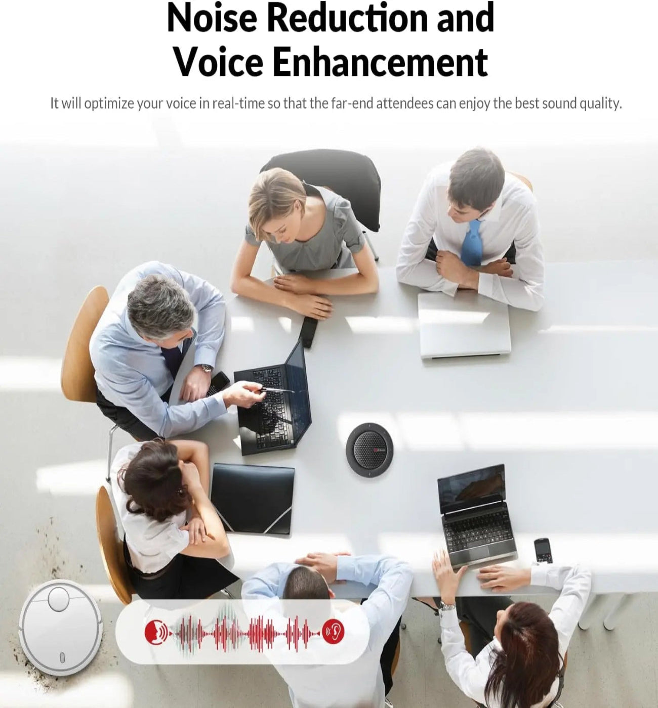 AV Access AnyCo A6 Daisy Chain Conference Speakerphone, USB & Bluetooth Speaker with Mic, Cascade up to 9 Units for Large Meeting Room TeckPot