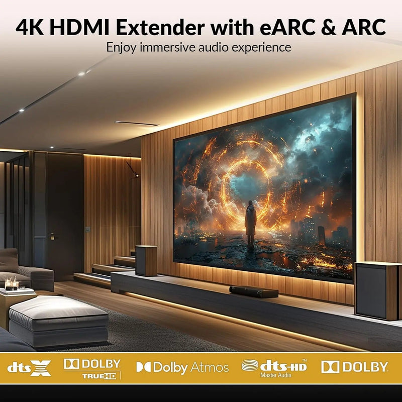 Av Access 4KEX40-eARC 4K HDMI Extender with eARC & ARC, HDBaseT 3.0 Extender w/ 2-Way IR, CEC & PoC, Ideal for Home Theater AV Access