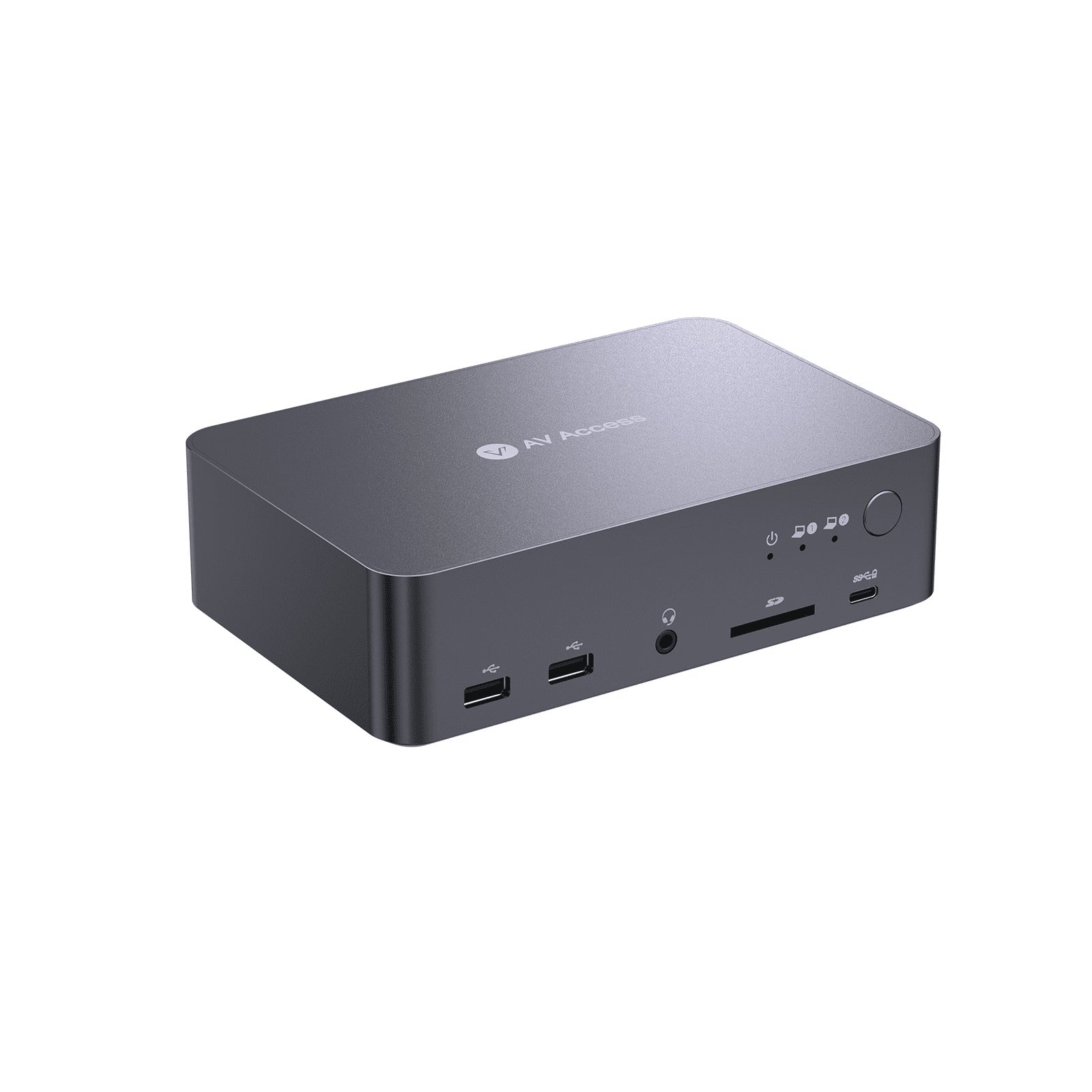 AV Access iDock C20 USB-C KVM Switch 12 In 1 Docking Station for 2 Laptops, 4K Dual Monitor Design, 60W Charging for Each PC, 1G Ethernet, EDID Emulation