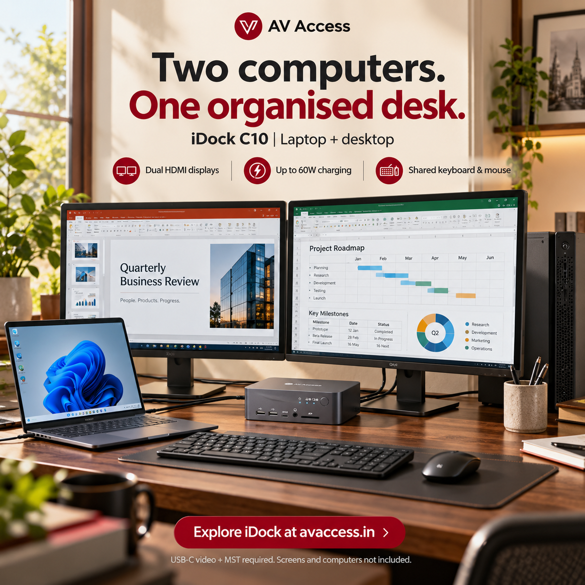 AV Access idock_c10 realistic setup illustration; computers and displays not included