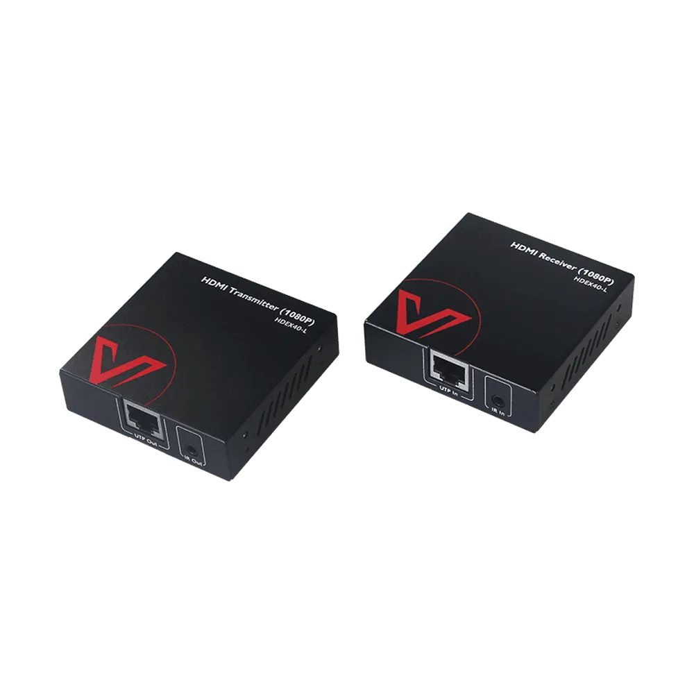 AV Access HDEX40-L 1080P HDMI Extender Kit – 50m/164ft HDMI over Cat Cable with IR, PoC & EQ Switch