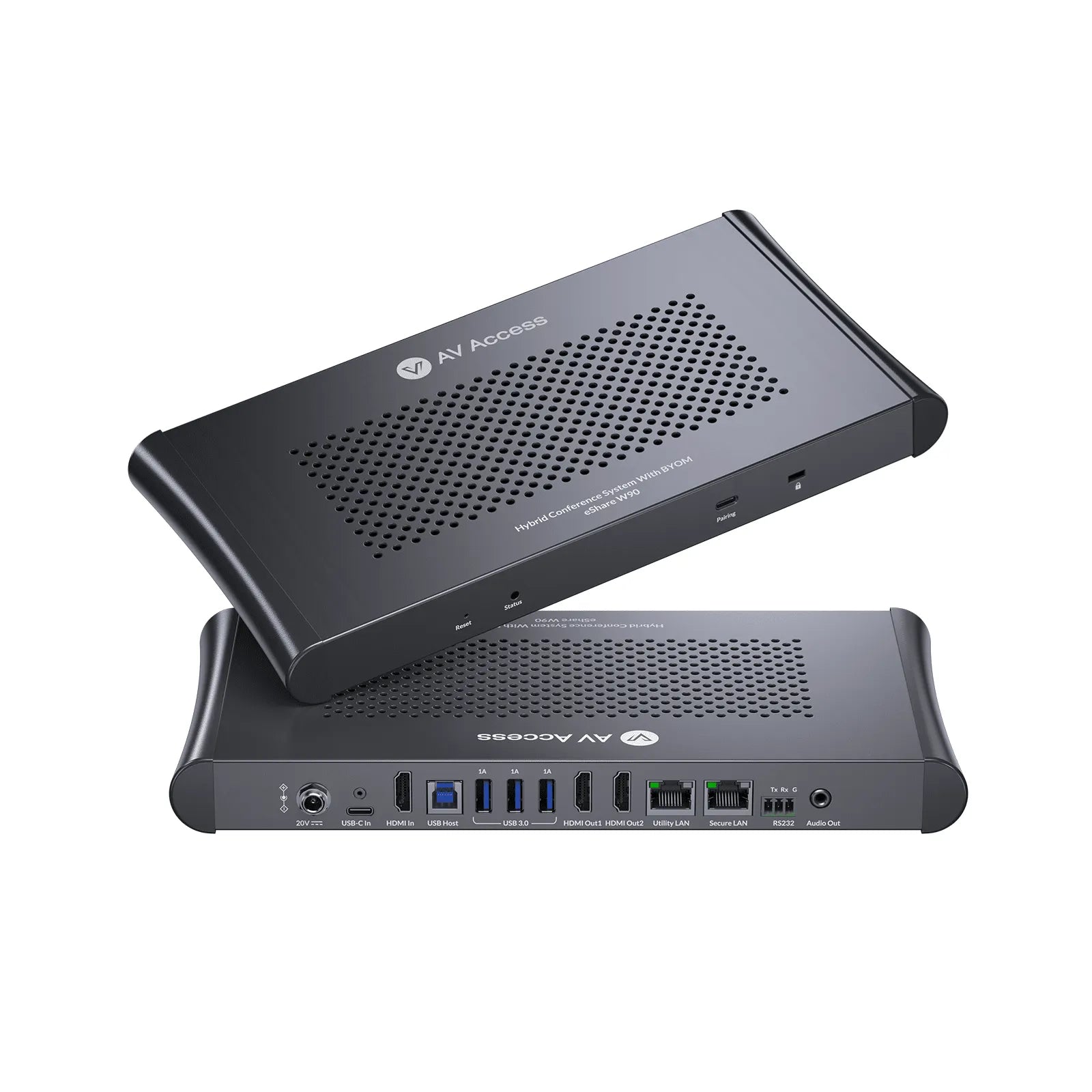AV Access eShare W90 Wireless Presentation System & Video Conferencing Solution, USB C Laptop Charging, Dual 4K HDMI Output, Quad View for Hybrid Meeting